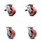 Service Caster 5 Inch Red Poly on Cast Iron Caster Set with Ball Bearing 2 Total Lock Brake SCC SCC-TTL30S520-PUB-RS-2-S-2 - alternate 1